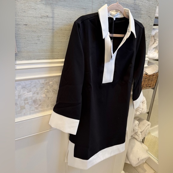 NWT new medium Anthropologie English Factory color block dress black white mod - Picture 7 of 16